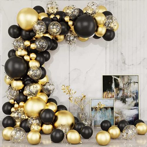 Kit Arco de Globos 77 Piezas Decoración Black & Gold Elegante