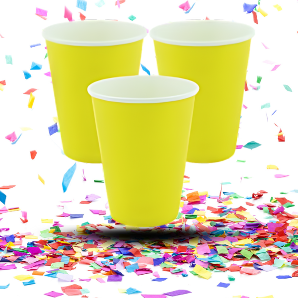 Vaso Cartón Biodegradable 9oz x12 Colores Vivos | Ecológico y Resistente para Fiestas y Eventos
