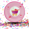 Platos Cartón Redondos Baby Shower 7” x12 | Diseño Coche Rosado y Azul para Niño o Niña