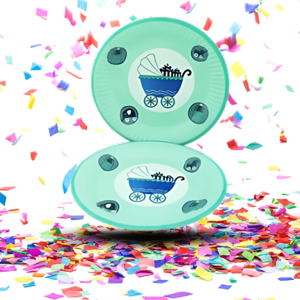 Platos Cartón Redondos Baby Shower 7” x12 | Diseño Coche Rosado y Azul para Niño o Niña
