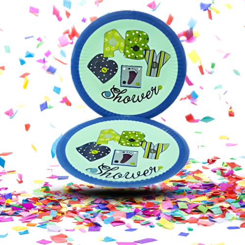 Platos Biodegradables Baby Shower Azul 7” x12 | Celebra con una decoración sostenible