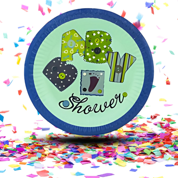 Platos Biodegradables Baby Shower Azul 7” x12 | Celebra con una decoración sostenible