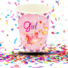 Vasos Cartón Bio Baby Shower 8oz x12 | Decoración Ecológica para Fiesta de Niña
