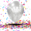 Mini Kit Decoración Primera Comunión | 12 Globos Biodegradables Espejo + Festón Blanco Dorado “Mi Primera Comunión”