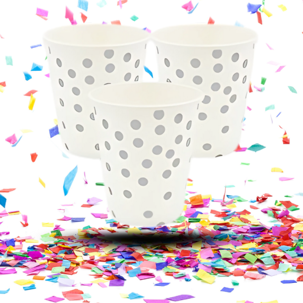 Vasos Bio Metalizados de Puntos 8oz x12 | Elegancia y Sostenibilidad en tu Fiesta