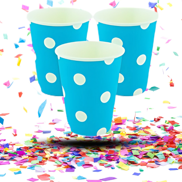 Vasos Cartón Biodegradables 9oz x12 Diseño de Puntos | Diseño ideal para Cumpleaños, Fiestas y Eventos