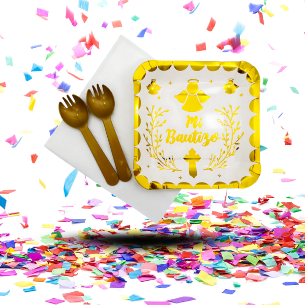 Kit Decoración Mi Bautizo Blanco y Dorado | Celebra con Fe y Conciencia