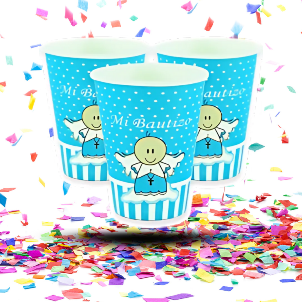 Vasos de Cartón "Mi Bautizo" x12 | La Dulzura y el Brillo para tu Celebración