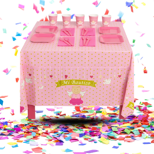 Kit de Decoración Mesa "Mi Bautizo" Rosa | Dulzura y Alegría para su Celebración Especial