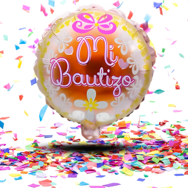 Globos Metalizados "Mi Bautizo" 10" y 18" | El Brillo Sagrado para tu Celebración