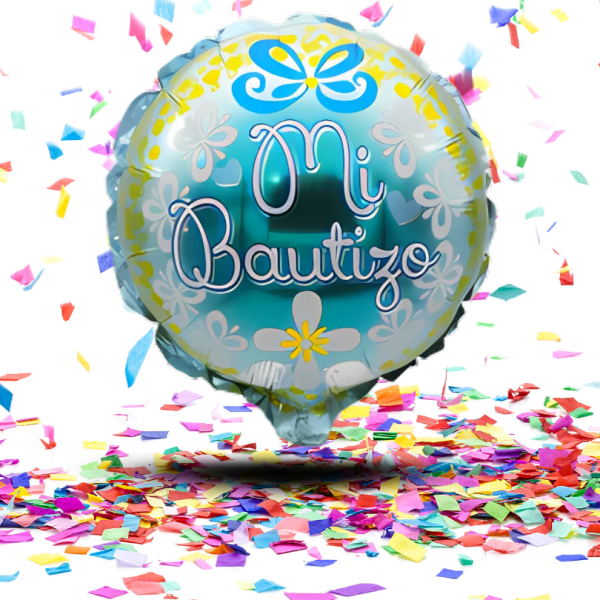 Globos Metalizados "Mi Bautizo" 10" y 18" | El Brillo Sagrado para tu Celebración