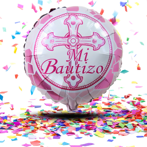 Globos Metalizados "Mi Bautizo" 10" y 18" | El Brillo Sagrado para tu Celebración