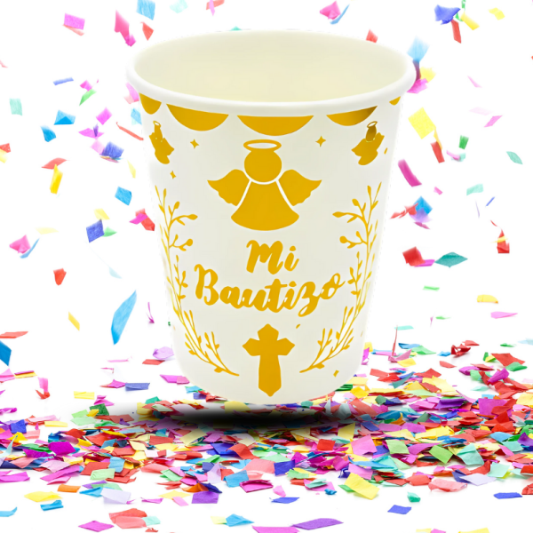 Vasos de Cartón "Mi Bautizo" x12 | La Dulzura y el Brillo para tu Celebración