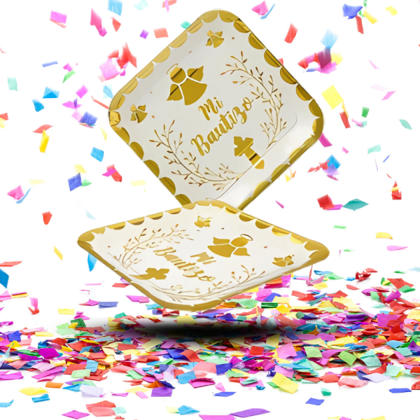 Kit Decoración de Mesa “Mi Bautizo” Biodegradable x44 | Elegancia y Brillo para un Día Sagrado