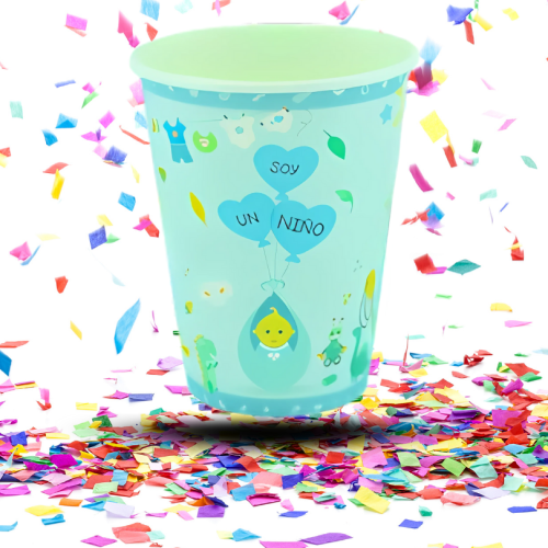 Vasos Biodegradables Baby Shower Niño x12  9oz | El toque perfecto que le falta a tu decoración