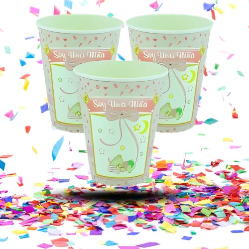 Vasos Biodegradables Baby Shower “Soy Una Niña” 9oz x12 | La Ternura Rosa que decora con dulzura y conciencia