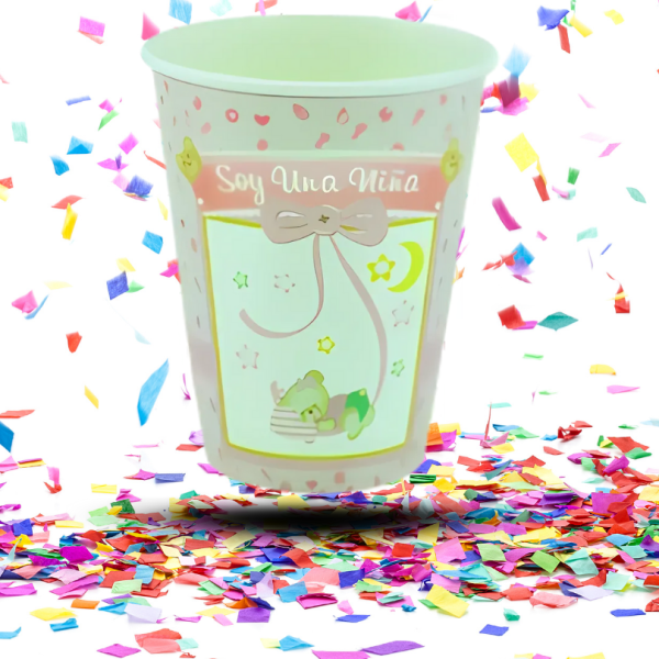 Vasos Biodegradables Baby Shower “Soy Una Niña” 9oz x12 | La Ternura Rosa que decora con dulzura y conciencia