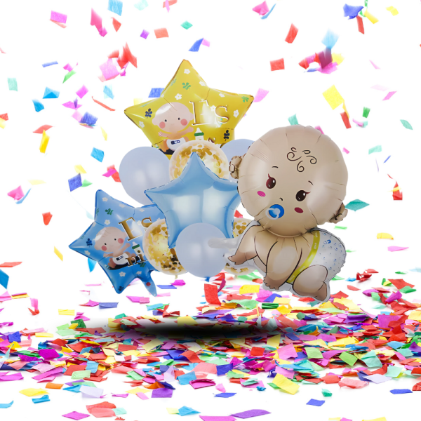 Bouquet Globos Metalizados "Es Niña / Es Niño" x5 | ¡La Magia Metalizada de la Bienvenida!