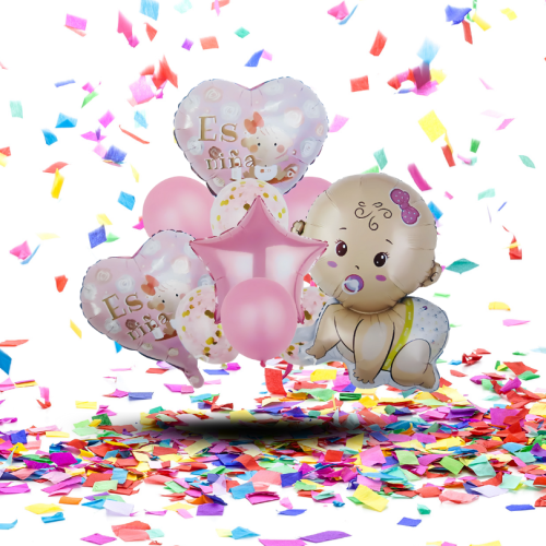 Bouquet Globos Metalizados "Es Niña / Es Niño" x5 | ¡La Magia Metalizada de la Bienvenida!