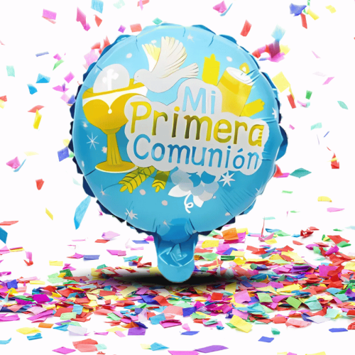 Globo Metalizado "Mi Primera Comunión" 10"| Decoración para Fiesta y Centros de Mesa