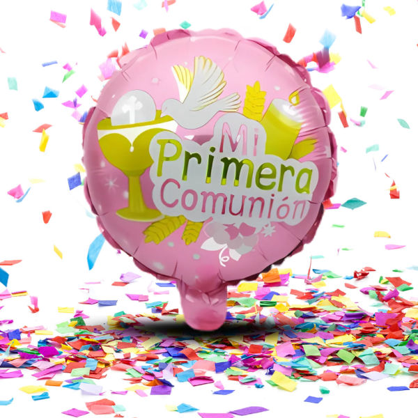 Globo Metalizado "Mi Primera Comunión" 10"| Decoración para Fiesta y Centros de Mesa