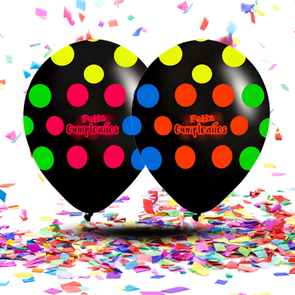 Globos 360° "Feliz Cumpleaños" Tinta Neón | La Fiesta que Brilla con Luz Propia