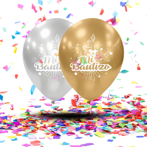 Globos Látex Biodegradables “Mi Bautizo” | Brillo Sagrado y Consciente para tu Celebración