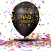 Globos Biodegradables Satinado "Feliz Cumpleaños" Dorado y Negro | Elegancia y Brillo en Cada Ángulo
