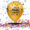 Globos Biodegradables Satinado "Feliz Cumpleaños" Dorado y Negro | Elegancia y Brillo en Cada Ángulo