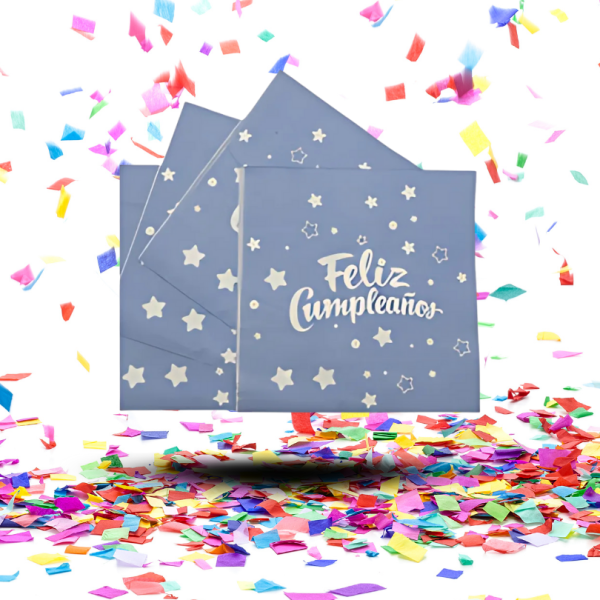 Servilletas Biodegradables "Feliz Cumpleaños" con Estrellitas | El Toque Dulce y Brillante para tu Mesa
