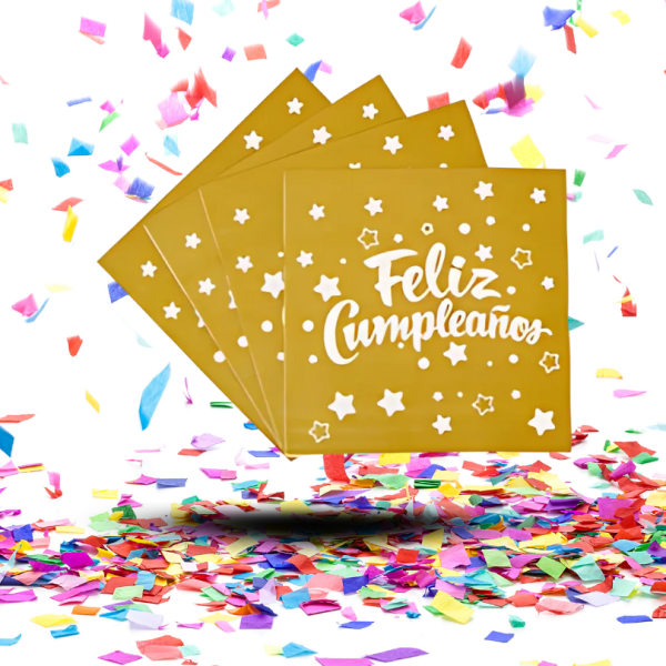 Servilletas Biodegradables "Feliz Cumpleaños" con Estrellitas | El Toque Dulce y Brillante para tu Mesa