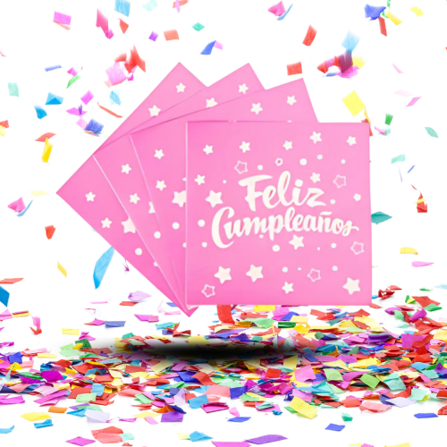 Servilletas Biodegradables "Feliz Cumpleaños" con Estrellitas | El Toque Dulce y Brillante para tu Mesa