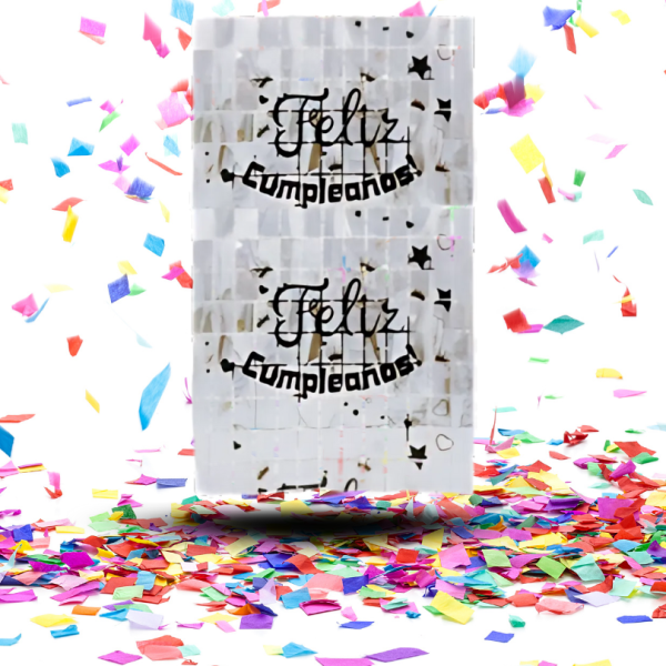 Cortina de Cuadros "Feliz Cumpleaños" Biodegradable | Brillo Sofisticado y Consciente para tu Celebración