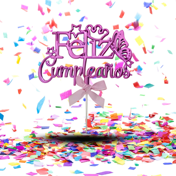 Adorno para Torta "Feliz Cumpleaños" con Mariposas | El Brillo Mágico que Eleva tu Celebración